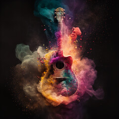 Poster - guitar exploding Generative AI