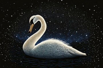 Wall Mural - Cygnus Constellation in Real Night Sky, Swan Constellation Starry Sky. Generative AI