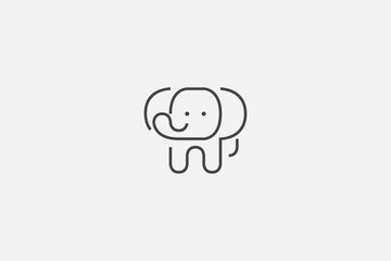 Illustration vector graphic of line art cute elephant