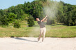 © freebird7977 - Asia Golfer man hitting out of a sand trap. The golf course is on the sand.  Hobby in holiday and vacations on club golf. Lifestyle and Sport Concept
