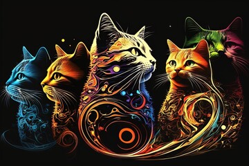 Wall Mural - International Cat Day abstract illustration generative ai