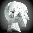 Abstract  illustration, human head with numbers, maths concept, Ai Generative.
