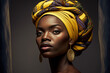 © Cavan - shot of a woman wearing a traditional african head wrap. Generative AI