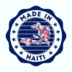 Wall Mural - Made In Haiti. Country round stamp. Seal of Haiti with border shape. Vintage badge with circular text and stars. Vector illustration.