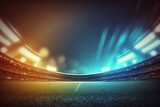 Fototapeta Na sufit - Nighttime sports backdrop Stadium for football and cricket with a blurred 3D lighting background. Generative Ai.