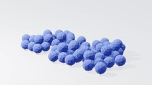Collection Of Falling Blue Styrofoam Balls On White Background From 3D Render Animation Video Design Concept.