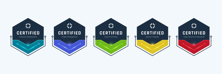 Wall Mural - technology certified badge design. modern tech certification logo template. vector illustration