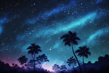 Sticker - Background of Thailand's night sky featuring the Milky Way and brilliant stars. Generative AI