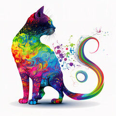 Sticker - rainbow cat Generative AI