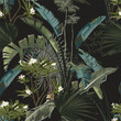 Tropical vintage  palm, plant, plumeria flowers floral seamless border, vintage background. Exotic  jungle wallpaper.