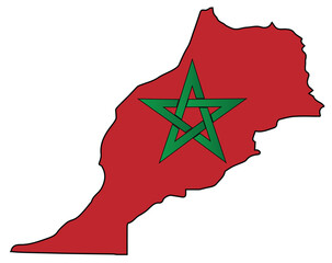 Poster - Silhouette Flag Map of Morocco