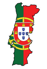 Poster - Portugal Flag Map Silhouette