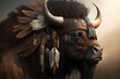 buffalo warrior created using Generative AI Technology