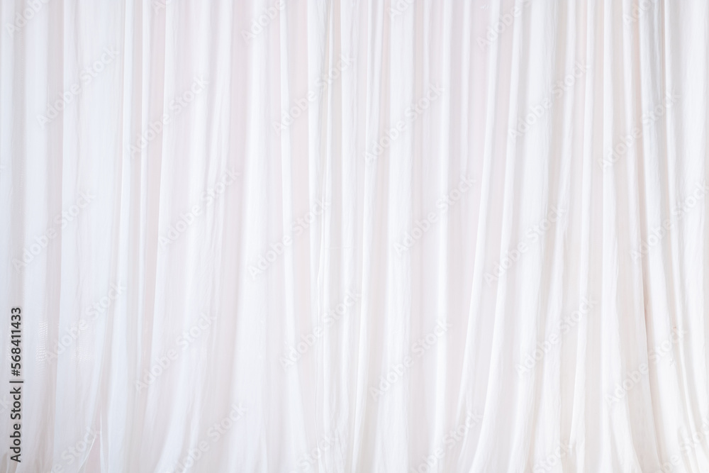 Texture of backdrop white cloth dropped down as a straight line, luxury ...