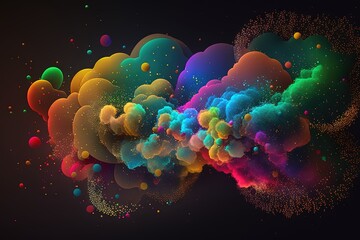 Wall Mural -  a colorful background with bubbles and bubbles in the middle of the image and a black background with bubbles in the middle of the image and a black background.  generative ai