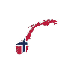 Wall Mural - Norway national flag in a shape of country map