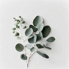 Poster -  a plant with green leaves on a white background with a white background and a white background with a white background and a white background with a white background.  generative ai