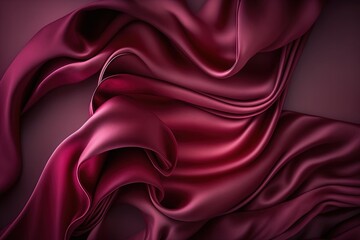 Wall Mural - a very pretty red fabric with some folds on it's sides and a black background with a white spot on the bottom of the image. generative ai