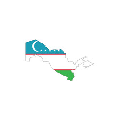 Canvas Print - Uzbekistan national flag in a shape of country map