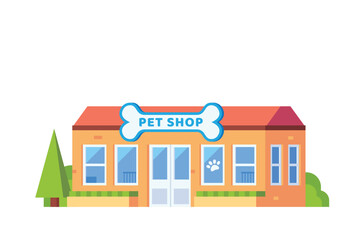 Wall Mural - Vector pet shop building building flat design illustration