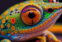 Amazing Macro Of A Toke's Gecko's Colorful Eyes. Generative AI