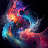 Fototapeta Kosmos - Watercolor Galaxy Space Background Ai Generative