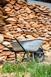 wheelbarrow and stacking firewood
