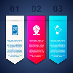 set smart control farming system, chicken and location and technology. business infographic template