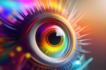 Poster - Futuristic digital eye, illustration generative AI.