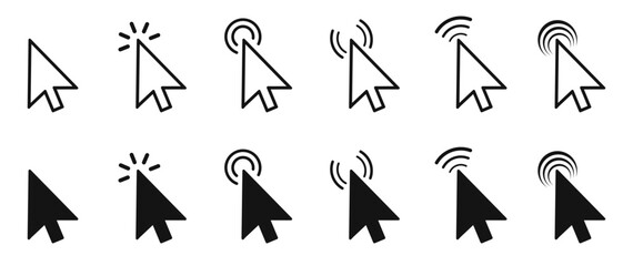 Aufkleber - Set of flat cursor icons in arrow form, cursor signs – stock vector