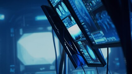 Wall Mural - futuristic spaceship control panel interface. spacecraft digital dashboard background with indicator