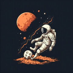 an astronaut on the moon playing football created using generative ai