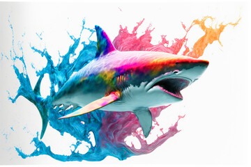 Wall Mural - Abstraction of Shark Painting Generative AI