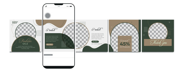 Carousel post template. Instagram microblog carousel post. Editable social media carousel post for fashion sale