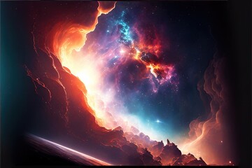 Wall Mural - space background. galaxy and nebula in night sky with bright stars. abstract cosmic background. crea