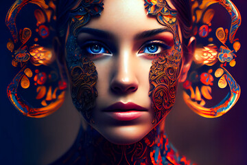 Wall Mural - surreal portrait of a woman. beautiful surrealistic art picture. generative ai.