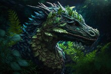 A Big Green Natural Dragon Digital Art