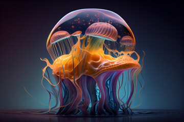Leinwandbilder - Beautiful abstract surreal jelly fish in the aquarium  background.