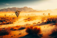 A Vast And Barren Desert Landscape In California's Mojave Desert