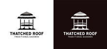 Vintage Thatched Roof Traditional Gazebo Symbol Logo Design