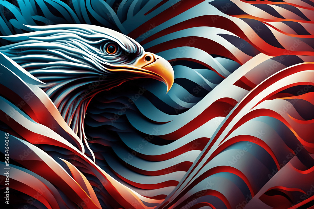 usa american flag creative patriotic background with bald eagle design ...