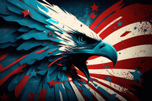 Usa American Flag Creative Patriotic Background With Bald Eagle Design New Quality Universal Colorful Joyful Memorial Independence Day Holiday Stock Image Illustration Wallpaper, Generative Ai