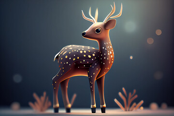 Wall Mural - Beautiful abstract Cute adorable Cartoon deer Character concept, contemporary and mood social background. 