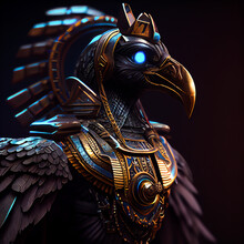 A Fantasy Warrior Eagle In Full Golden Suit
