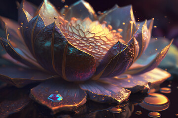 Wall Mural - A breathtaking Lotus flower captured in detail through a close shot view