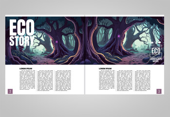 Wall Mural - Printing ecology magazine, brochure layout easy to editable