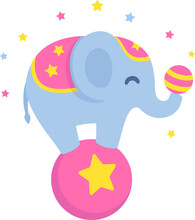Cute Cartoon Circus Elephant Illustration