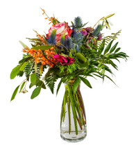 Isolated Flower Arrangement In A Glass Vase
