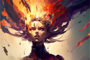 Poster - Generative AI illustration of annual collective mind concept art, exploding mind, inner world, dreams, emotions, imagination and creative mind concept