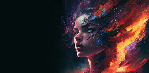 Poster - Generative AI illustration of annual collective mind concept art, exploding mind, inner world, dreams, emotions, imagination and creative mind concept